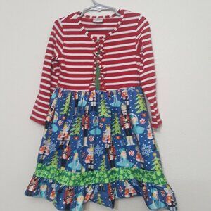 Striped Red and Blue Nutcracker Kids Casual Dress
